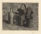 Giorgio Morandi, Natura morta con il cestino del pane (lastra piccola), 1921, etching on rame