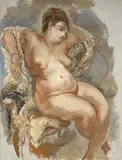 George Grosz, Nudo seduto, 1939, oil on canvas