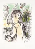 Marc Chagall, Nu au Visage double, 1983, lithograph a colori