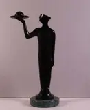 Mark Kostabi, Service, 2000, scultura in bronze