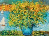 Vaso di mimose by Michele Cascella, oil on canvas board, offered May 2012