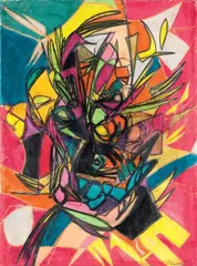 Armando Pizzinato, Senza titolo, 1947, mixed media on paper applicata on canvas