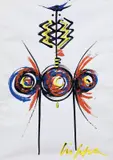 Roberto Crippa, Totem, acrylic on paper