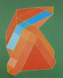 Achille Perilli, La striscia azzurra, 2006, mixed media on canvas