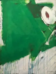 Composition green by Minoru Kawabata, oil on canvas, offered May 2012