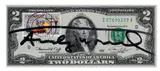 Andy Warhol, Two dollars Jefferson, 1976, mixed media on banconota