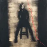 Omar Galliani, Se non apri gli occhi, mixed media on panel