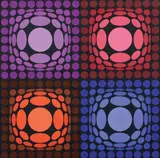 Stri-Arct-C by Victor Vasarely, 1973, acrylic on panel, offered May 2012