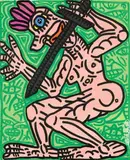 Robert Combas, Il va se planter le pied avec son épée, 2008, acrylic on canvas