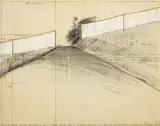 Running Fence (Project for Sonoma County and Marin County, State of California) by Christo, 1974, mixed media on card applicato on pannello, offered May 2012