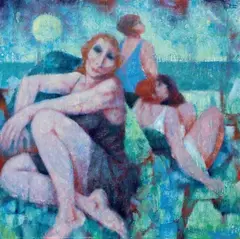 Figure al mare by Remo Squillantini, 1984, oil on panel, offered Apr 2012