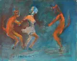 Donna con diavoli by Mino Maccari, oil on canvas, offered Apr 2012