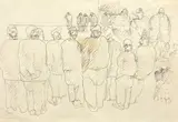Cortile di manicomio by Lorenzo Viani, 1933, ink on paper, offered Apr 2012
