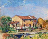 Campagna di Versilia (La casa di Gonfietto) by Galileo Chini, oil on compensato, offered Apr 2012
