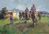 Butteri by Carlo Domenici, oil on faesite, offered Apr 2012