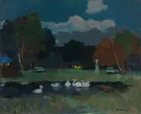 Villa Borghese by Renato Natali, oil on faesite, offered Apr 2012