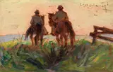Butteri by Carlo Domenici, oil on faesite, offered Apr 2012