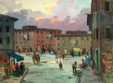 Vecchia Livorno (Piazza Cavallotti) by Renato Natali, oil on canvas, offered Apr 2012