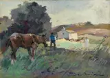 Campagna by Carlo Domenici, oil on faesite, offered Apr 2012