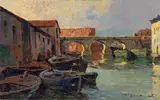 Il quartiere Venezia a Livorno by Carlo Domenici, oil on panel, offered Apr 2012