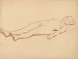 René-Xavier Prinet, Lotto unico di due disegni «Nudo femminile con la gamba sulla sedia» e «Studio di nudo femminile», pencil rossa on paper