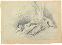 Gustave Doré, Nudi da Rubens, pencil on paper