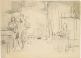 Gustave Doré, Pittore nello studio, pencil on paper