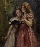 Tranquillo Cremona, Lo studio, 1870, oil on canvas