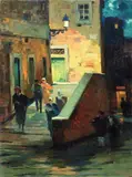 Vecchia città - Livorno di notte by Renato Natali, oil on compensato, offered Apr 2012