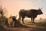 Hendrik Voogd, Paesaggio con bovi, oil on panel