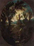 Paesaggio con monaci by Antonio Francesco Peruzzini e Alessandro Magnasco, oil on canvas, offered Apr 2012