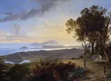 Hendrik Voogd, Vista dei campi Flegrei dal Belvedere di Camaldoli, oil on canvas