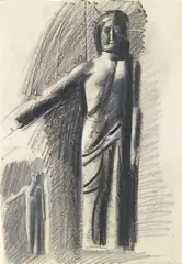 Figura allegorica by Mario Sironi, 1940, pencil and charcoal on paper, offered Dec 2011