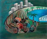 Pippo Rizzo, Auto in corsa, 1926, oil on canvas