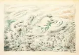 Alberto Savinio, L'uccello di fuoco. Bozzetto scena Quadro I, 1949, pencil