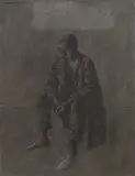 Xavier Bueno, Ragazzo seduto, 1961, oil on canvas