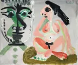 Pablo Picasso, Tête d'homme et nu assis, 1964, oil on canvas