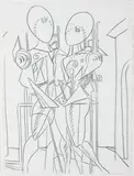 Andy Warhol, Hector and Andromache (After de Chirico), 1982, disegno a grafite on paper a mano