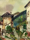Paesaggio di montagna by Filippo de Pisis, 1932, oil on cardboard applicato on canvas, offered Dec 2011