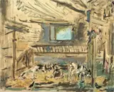 Interno di una stalla in Guascogna by Filippo de Pisis, 1935, oil on canvas, offered Dec 2011