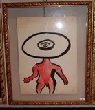 Enrico Baj, Figura, 1954, ink and pastel on paper