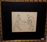 Enrico Baj, Tre uomini, 1952, ink on paper