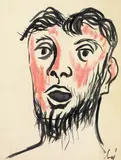 Enrico Baj, Testa, 1953, ink and pastel on paper