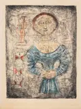 Massimo Campigli, Donna in blu, 1959, lithograph a