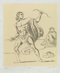 Giorgio de Chirico, Teseo, 1970, etching on fondino paper Japon