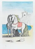 Cavalli con gualdrappa rossa by Giorgio de Chirico, 1976, lithograph a, offered Dec 2011