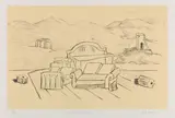 Giorgio de Chirico, Mobili nella valle, 1971, Incisione a vernice molle