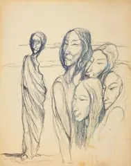 Domenico Gnoli, Le sirene, ink on paper