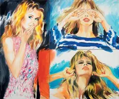 Janusz Haka, Ritratti (Claudia Schiffer), oil on canvas