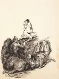Domenico Gnoli, Scenografia con nudo di donna e cavalli